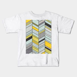 Colorful Concrete Chevron Pattern - Yellow, Blue, Grey Kids T-Shirt